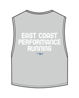 The Crop Muscle Tank - Storm - East Coast Performace Running - Left Chest - Back Stacked - Printed - Full Color