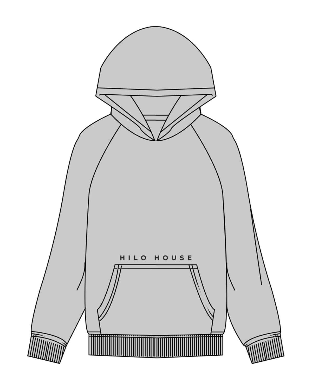 The Womens Hoodie - Storm - HiLo - Upper Pocket - Printed - Charcoal