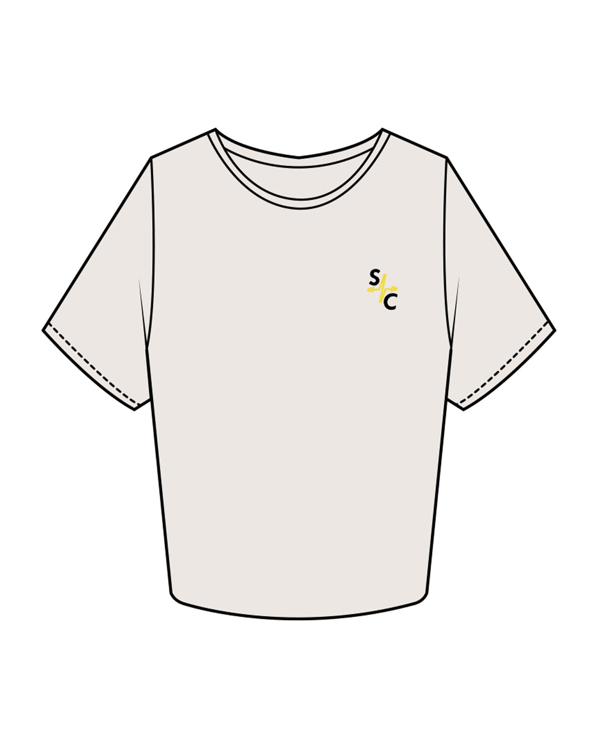 The Crop Tee - Bone - Sweat Circuit - Left Chest - Printed - Full Color