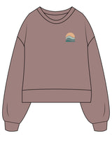 The Womens Heavyweight Crop - Mauve - The Cove - Left Chest - Back Neckline - Printed - Full Color
