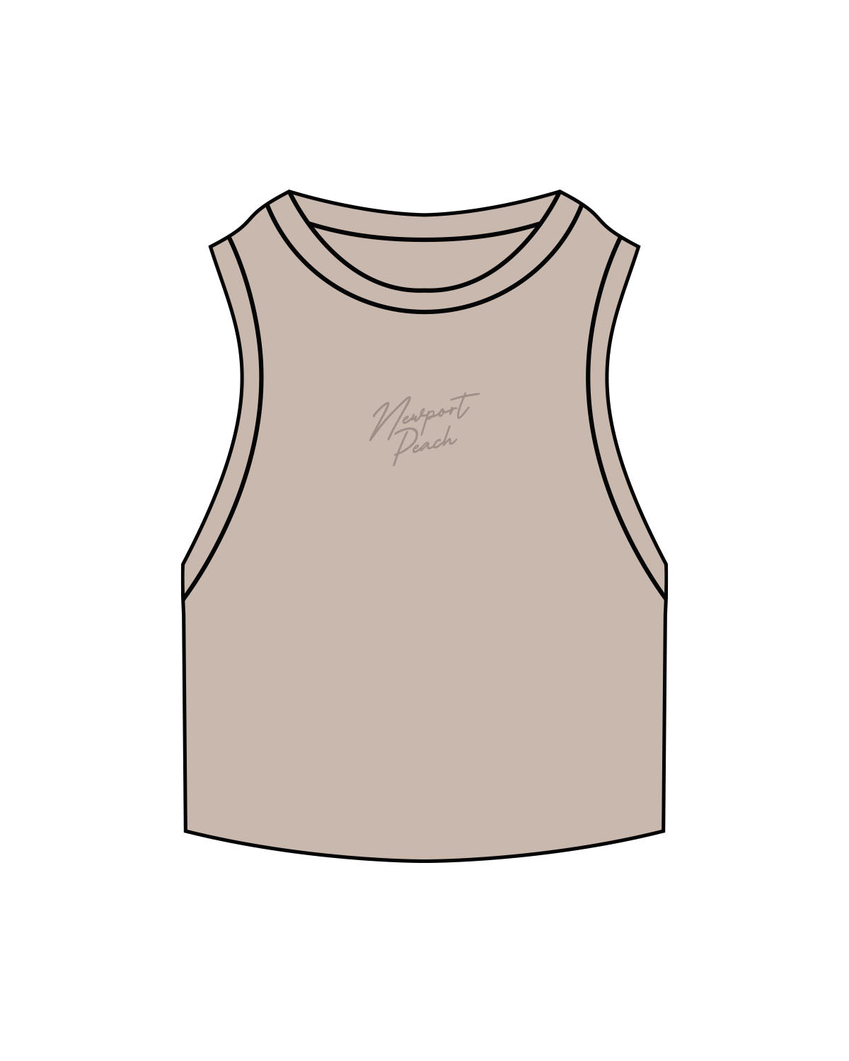 The Ribbed Crop Tank - Bone - Newport Peach - Center Chest Stacked - Embroidered - Tone on Tone