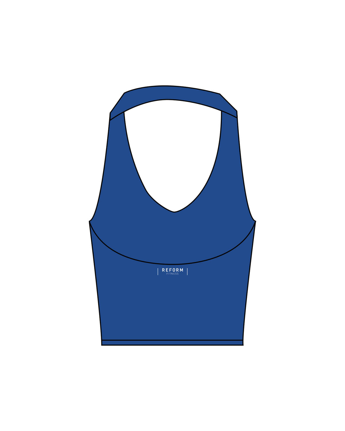 The Halter Tank - Blue - Reform Fitness - Center Back - Printed - White