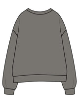 The Womens Crewneck - Washed Gray - Core Crown Point - Left Chest Stacked & Left Sleeve - Printed - Ivory