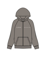 The Womens Zip Hoodie - Washed Gray - Karve - Left Chest, Right Chest & Center Back Logo - Printed - White