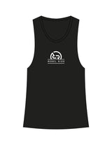 The Womens Racerback Tank - Black - Rebel Ride - Chest Stacked - Printed - White