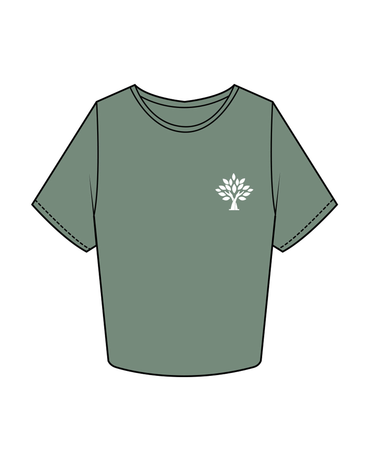 The Crop Tee - Sage - Goodlife Chiropractic - Left Chest & Center Back Stacked - White