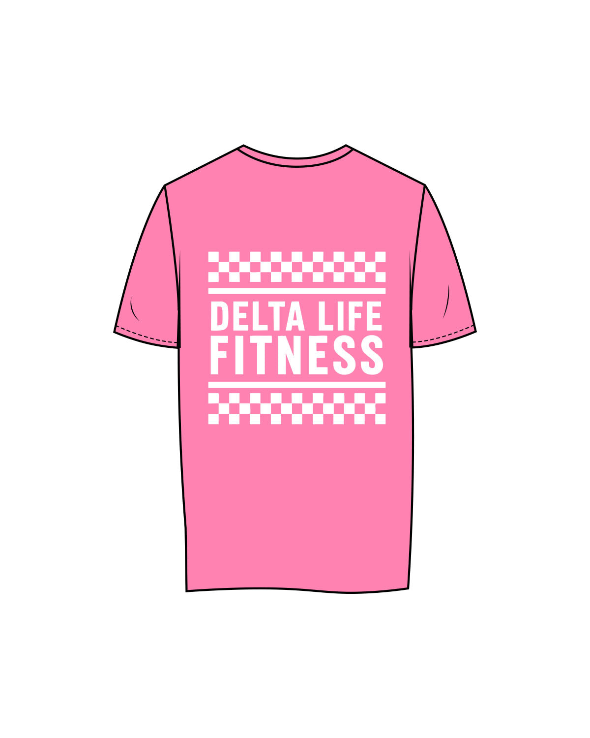 The Womens Tee - Hot Pink - Delta Fitness - Left Chest & Back Stacked - Printed - White