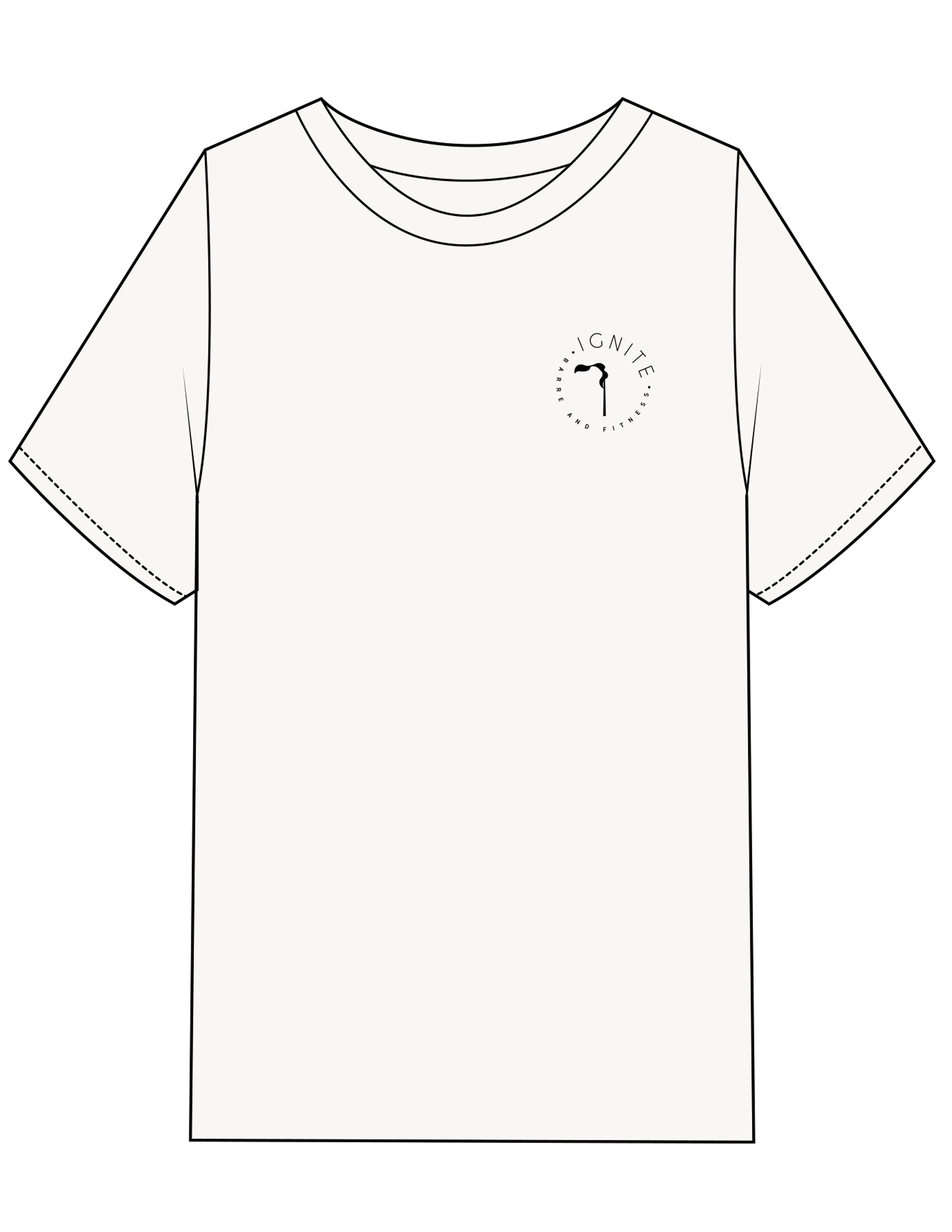 The Mens Heavyweight Tee - Butter - Ignite Barre & Fitness - Left Chest Round - Printed - Black