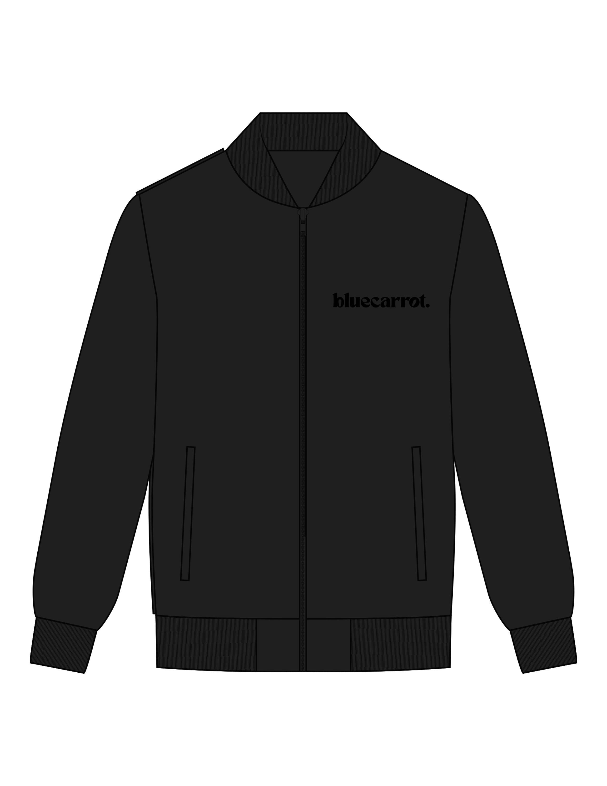The Mens Bomber Jacket - Black - BlueCarrot - Left Chest - Printed - Tone on Tone