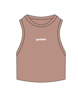The Ribbed Crop Tank - Clay - Cyclebar - Center Chest - Embroidered - White