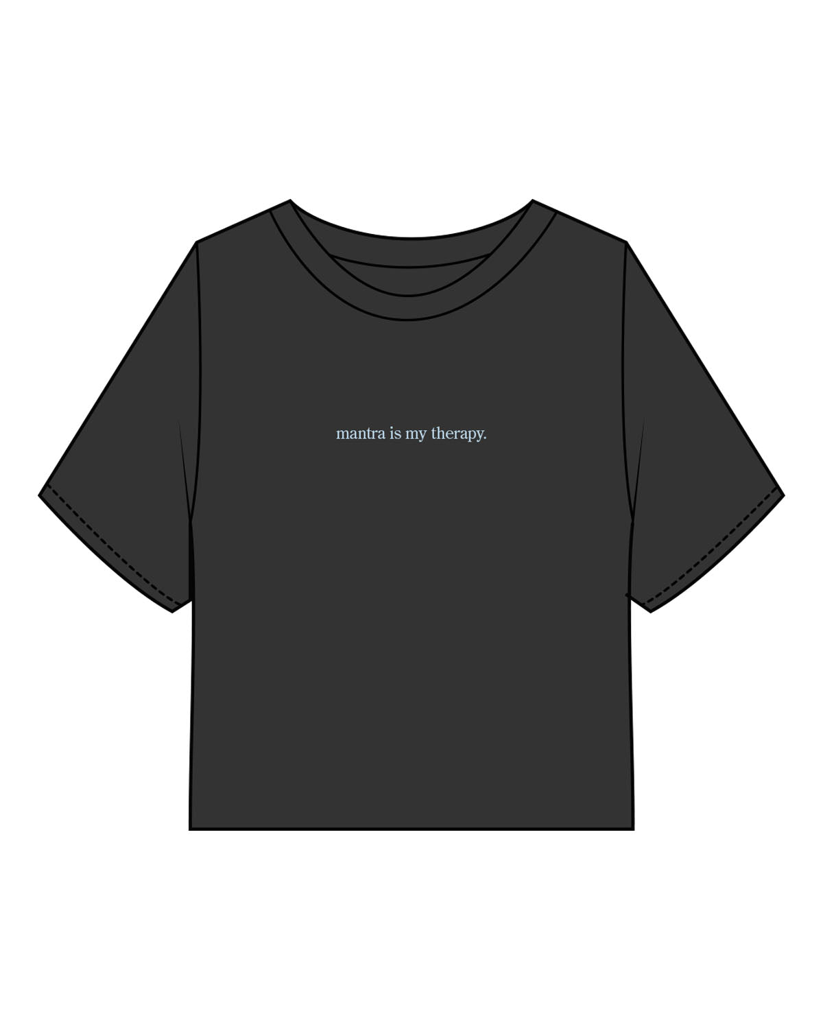 The Heavyweight Crop Tee - Washed Black - Mantra - Center Chest - Printed - Blue