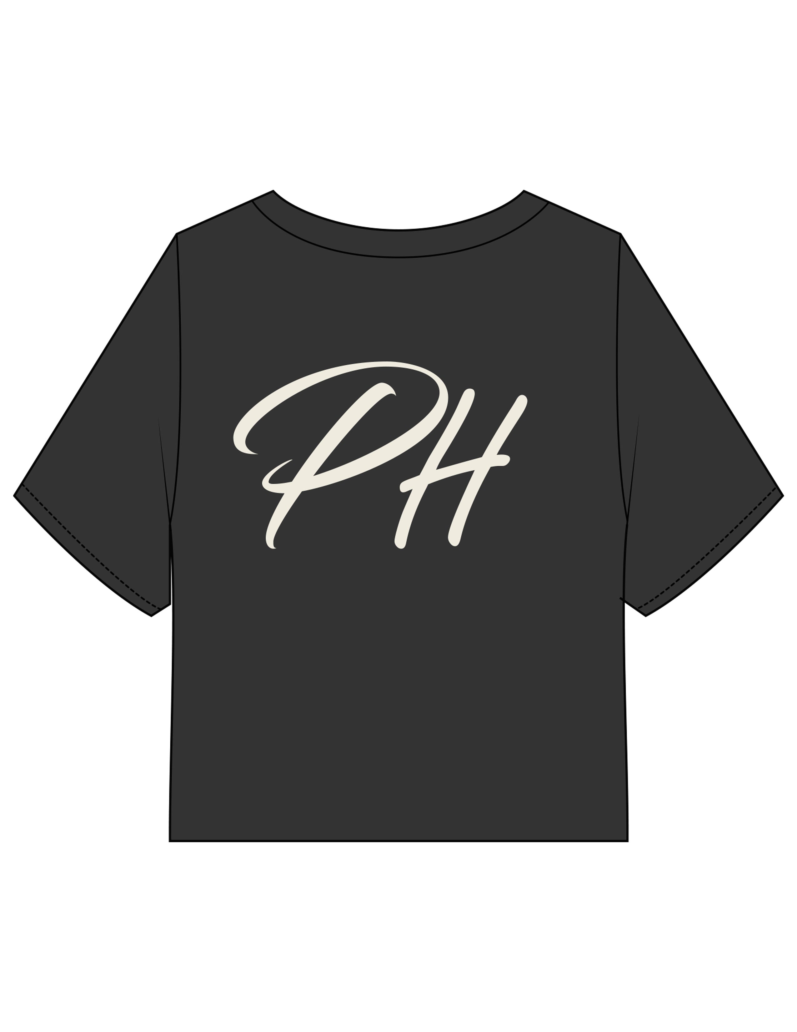 The Heavyweight Crop Tee - Washed Black - Powerhaus Lagree - Center Chest & Back "PH" - Printed - Off White