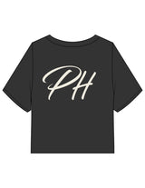 The Heavyweight Crop Tee - Washed Black - Powerhaus Lagree - Center Chest & Back "PH" - Printed - Off White