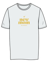 The Womens Tee - Seafoam - New Mom School - Center Chest Stacked - Printed - Gold