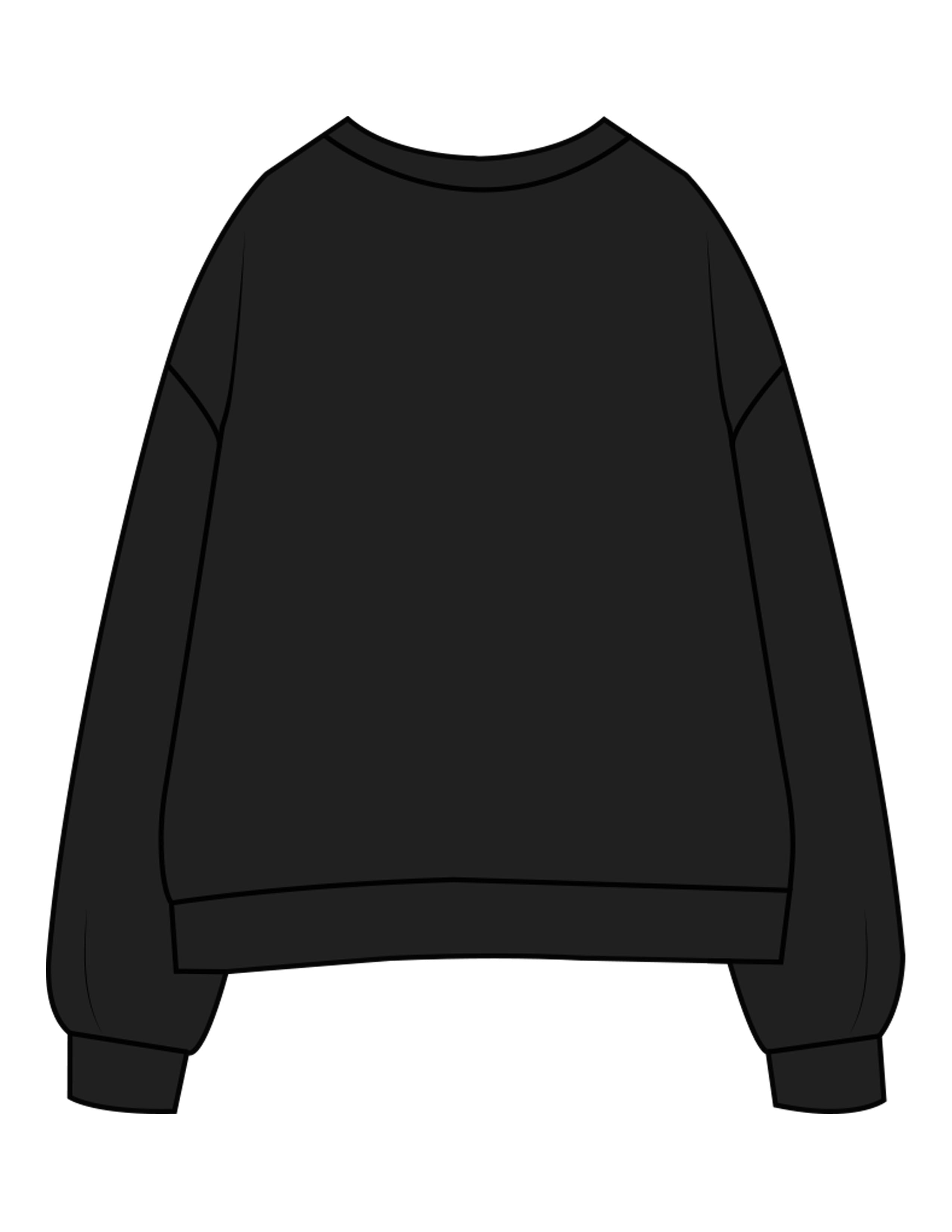 The Womens Crewneck - Black - Velvaere - Center Chest Oval & Right Sleeve - Printed - Off White