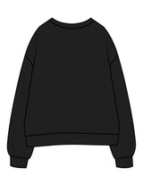 The Womens Crewneck - Black - Velvaere - Center Chest Oval & Right Sleeve - Printed - Off White
