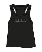 The Crop Tank - Black - Cyclebar - Center Chest Stacked & Back Neckline - White