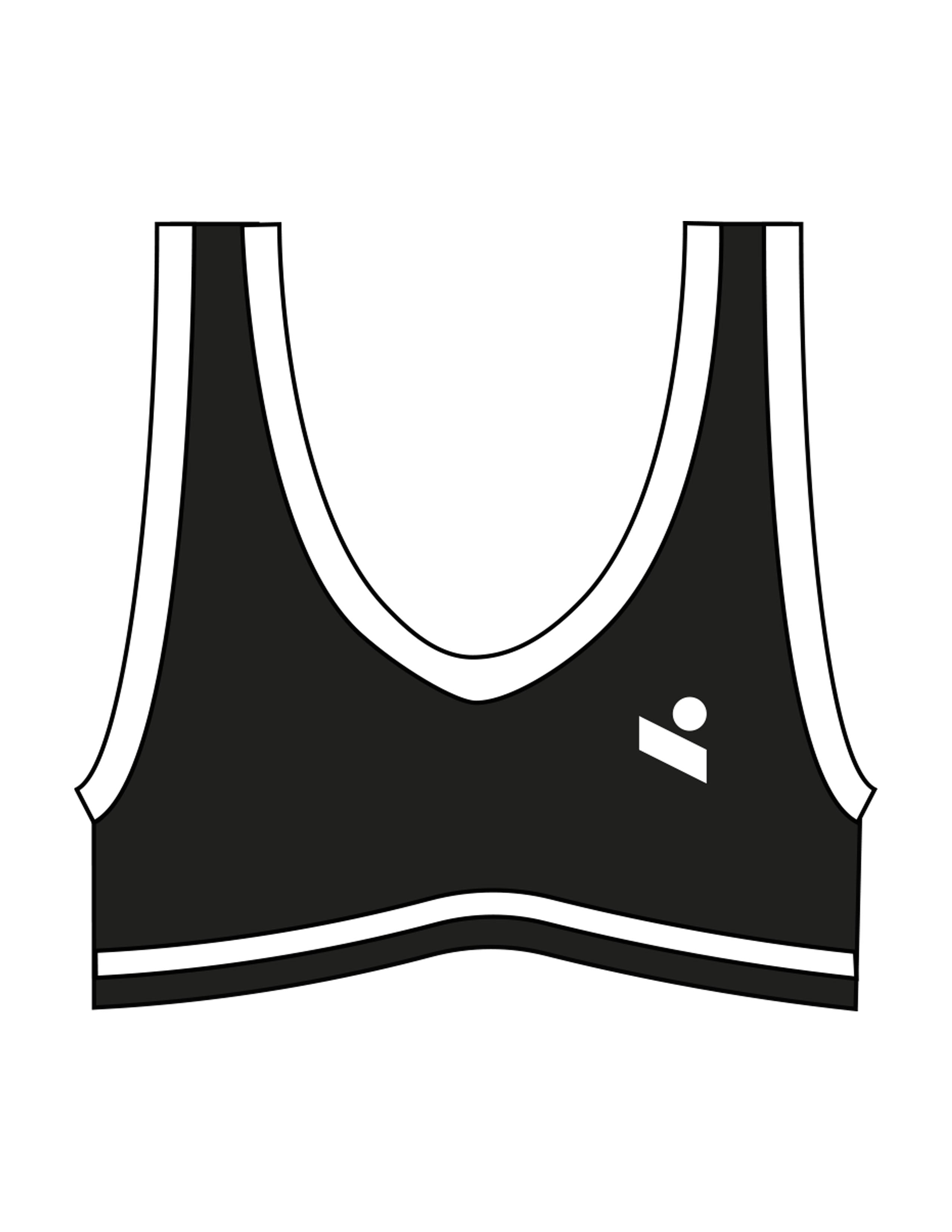 The Piped Bra - Black - Onyx Fit - Left Chest & Bottom Back - Printed - White