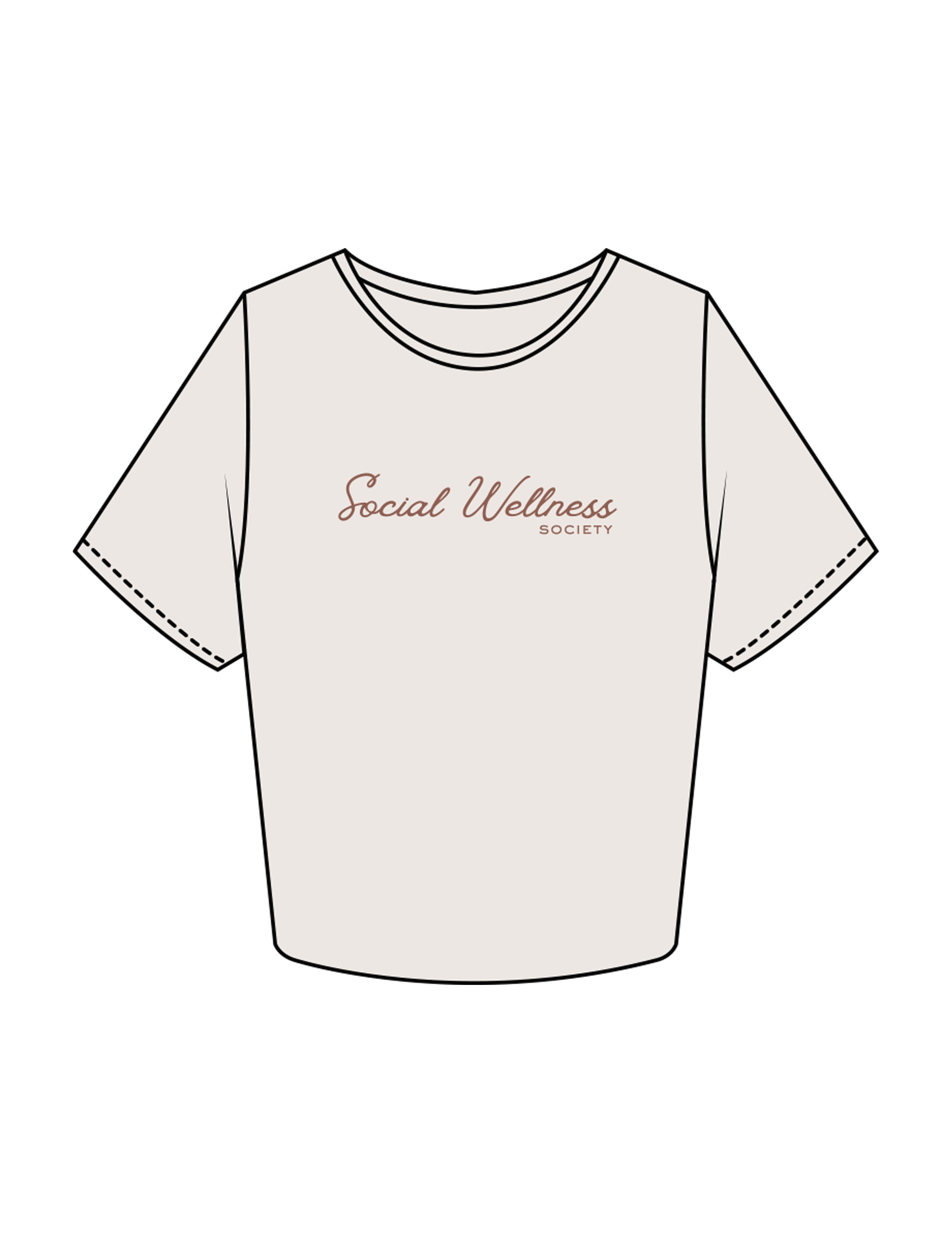 The Crop Tee - Bone - SWS - Center Chest Script - Printed - Brown