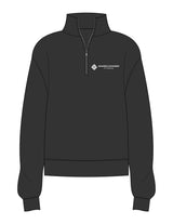 The Womens 1/4 Zip - Washed Black - Game Changer - Left Chest Stacked - Printed - White