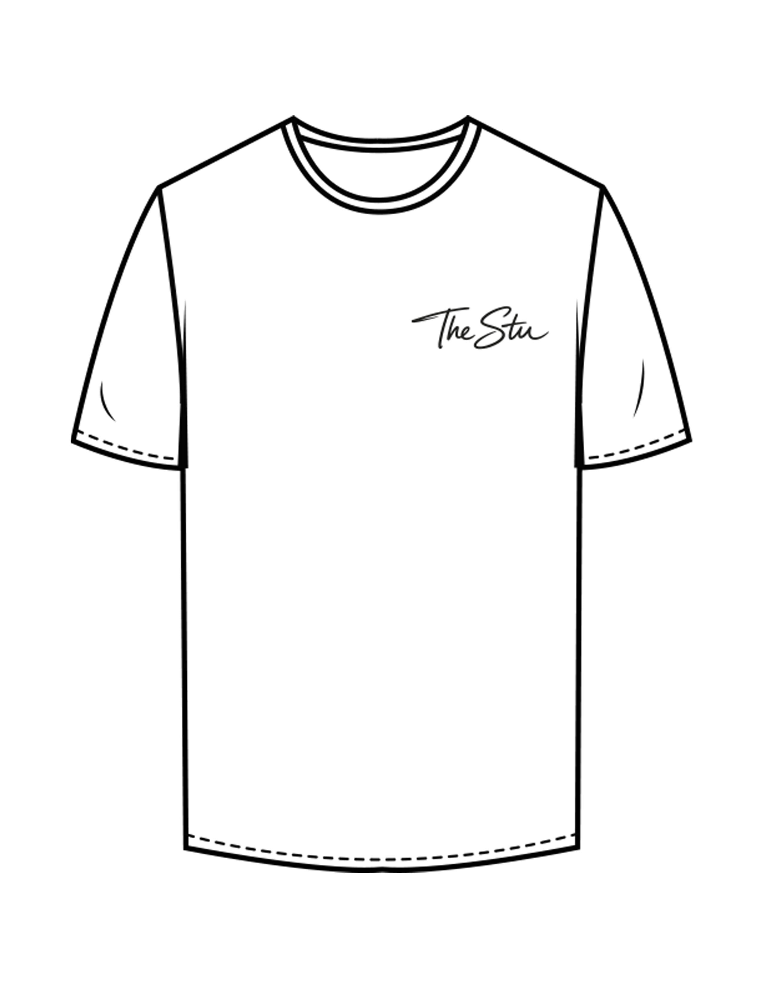 The Mens Tee - White - The Stu - Left Chest - Printed - Black