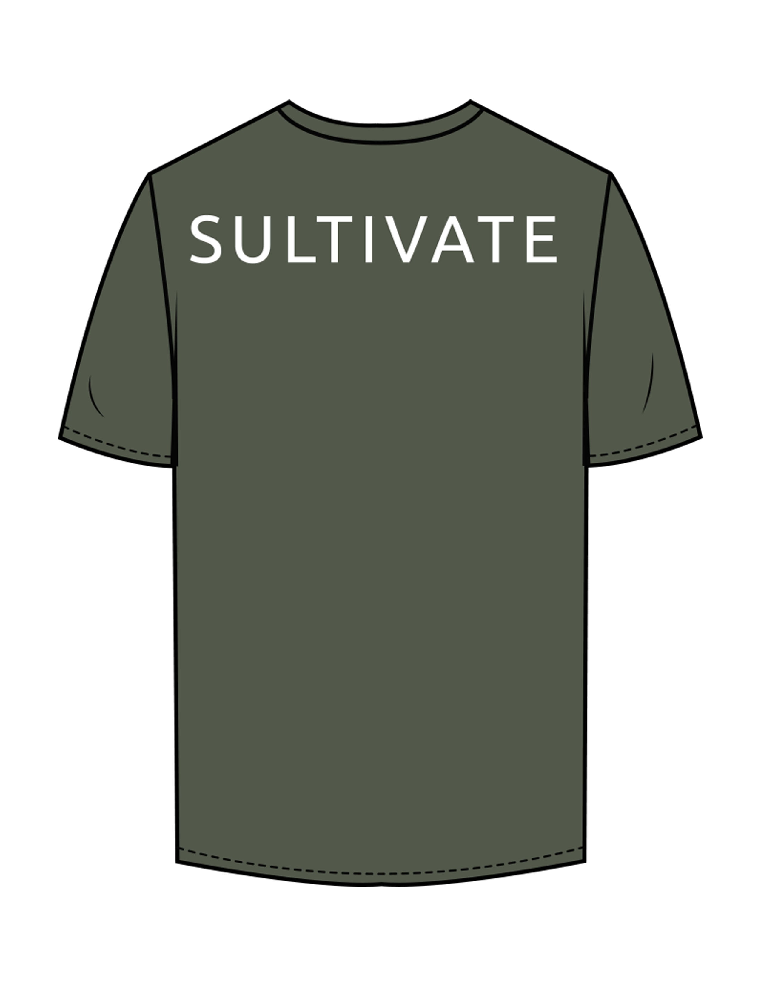 The Mens Tee - Cypress - Sultivate - Left Chest Icon & Back Shoulder - Printed - White