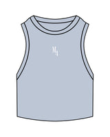The Ribbed Crop Tank - Powder - M4Lagree - "M4" - Center Chest - Embroidered White