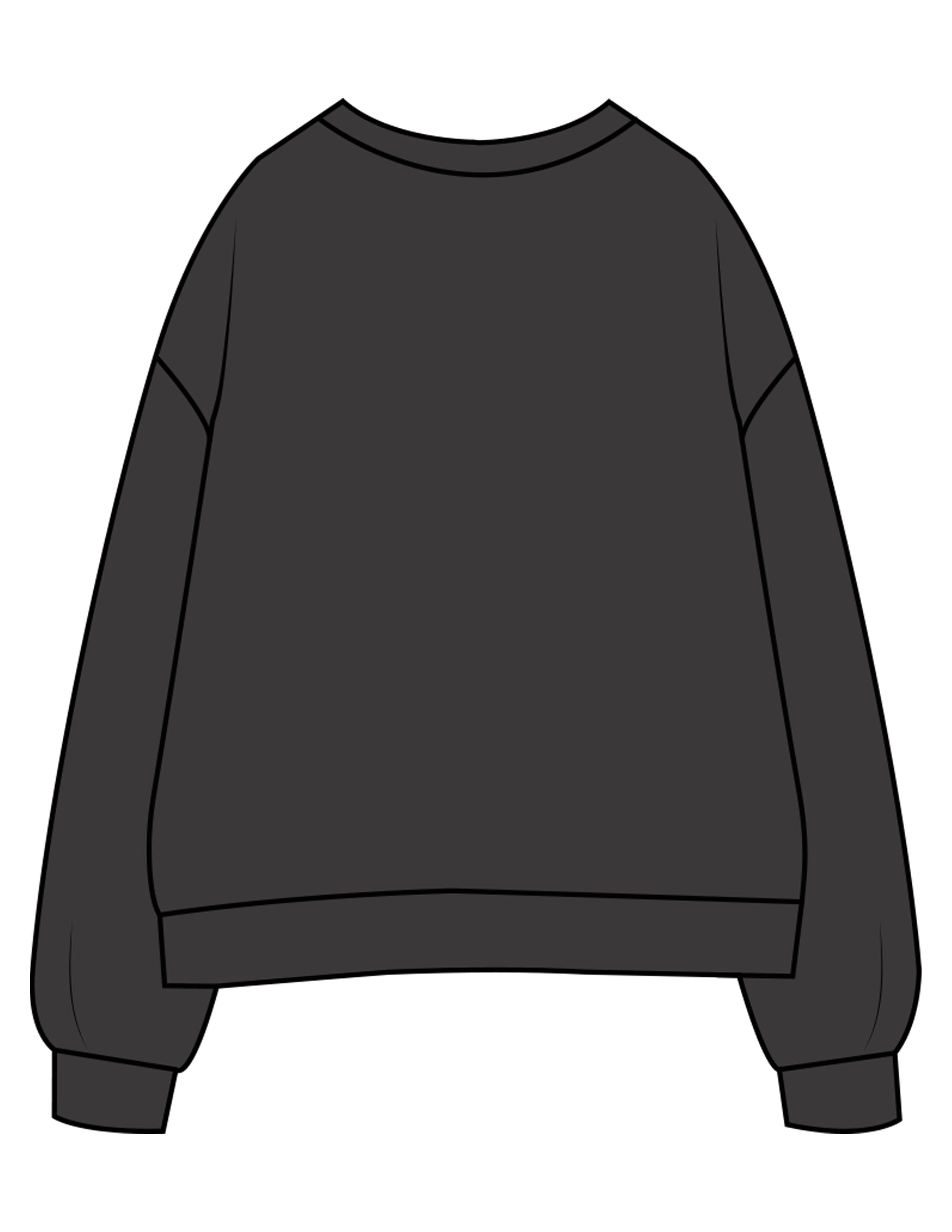 The Womens Crewneck - Washed Black - LA FORME PILATES - Center Chest Stacked - Printed - Off White