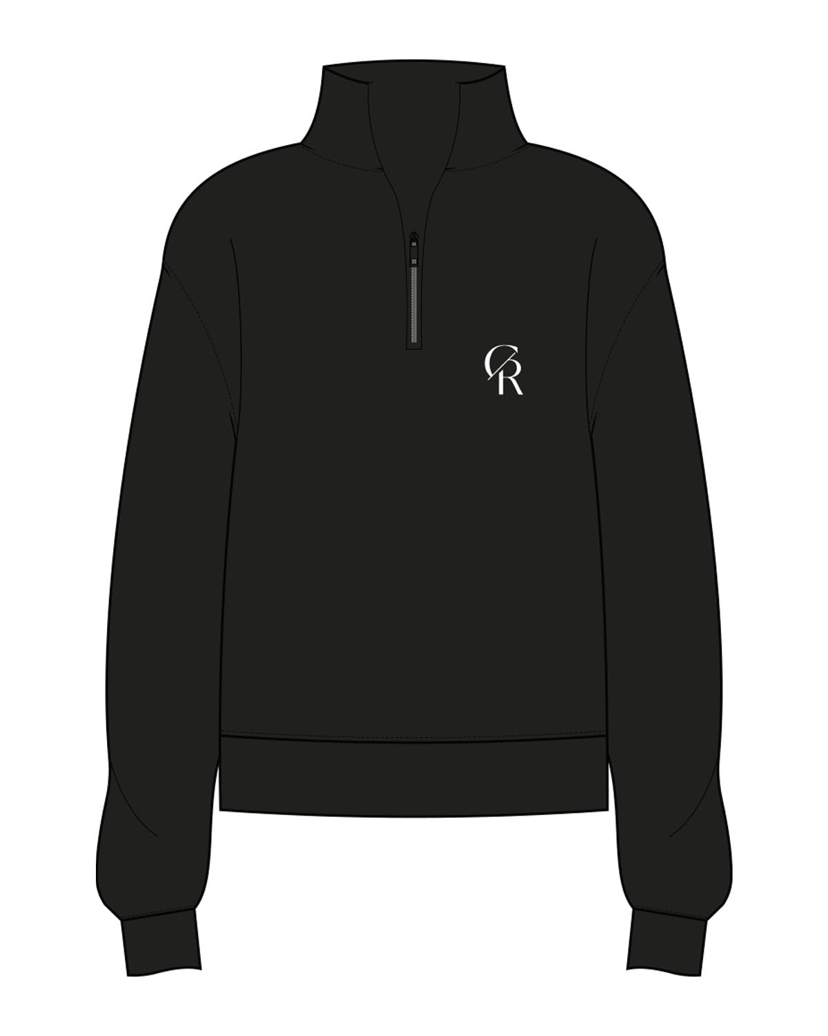 The Mens 1/4 Zip - Black - Core Reform - Left Chest - Printed - White