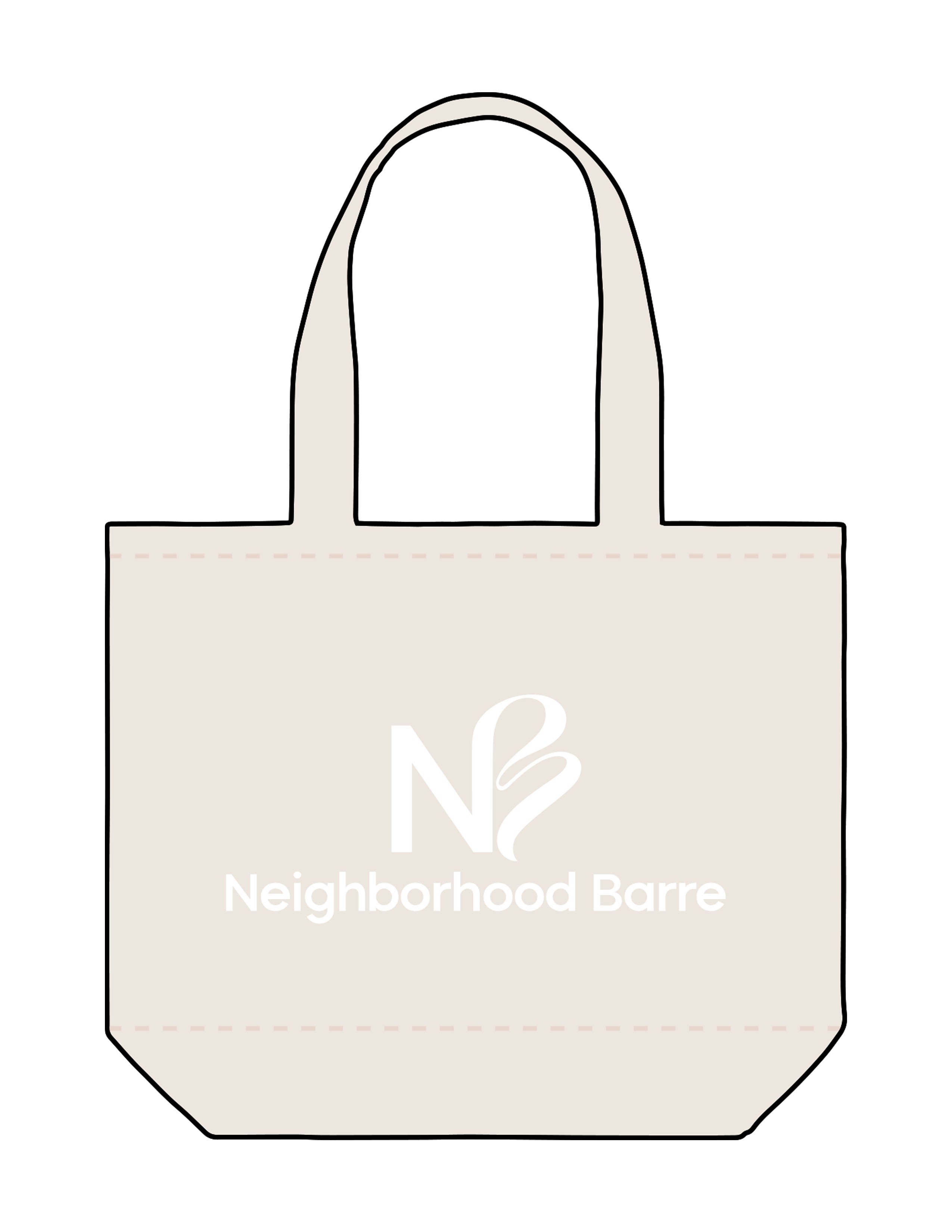 The Tote Bag - Natural - Neighborhood Barre - Center Body Stacked - Printed - Warm White