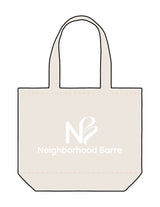 The Tote Bag - Natural - Neighborhood Barre - Center Body Stacked - Printed - Warm White