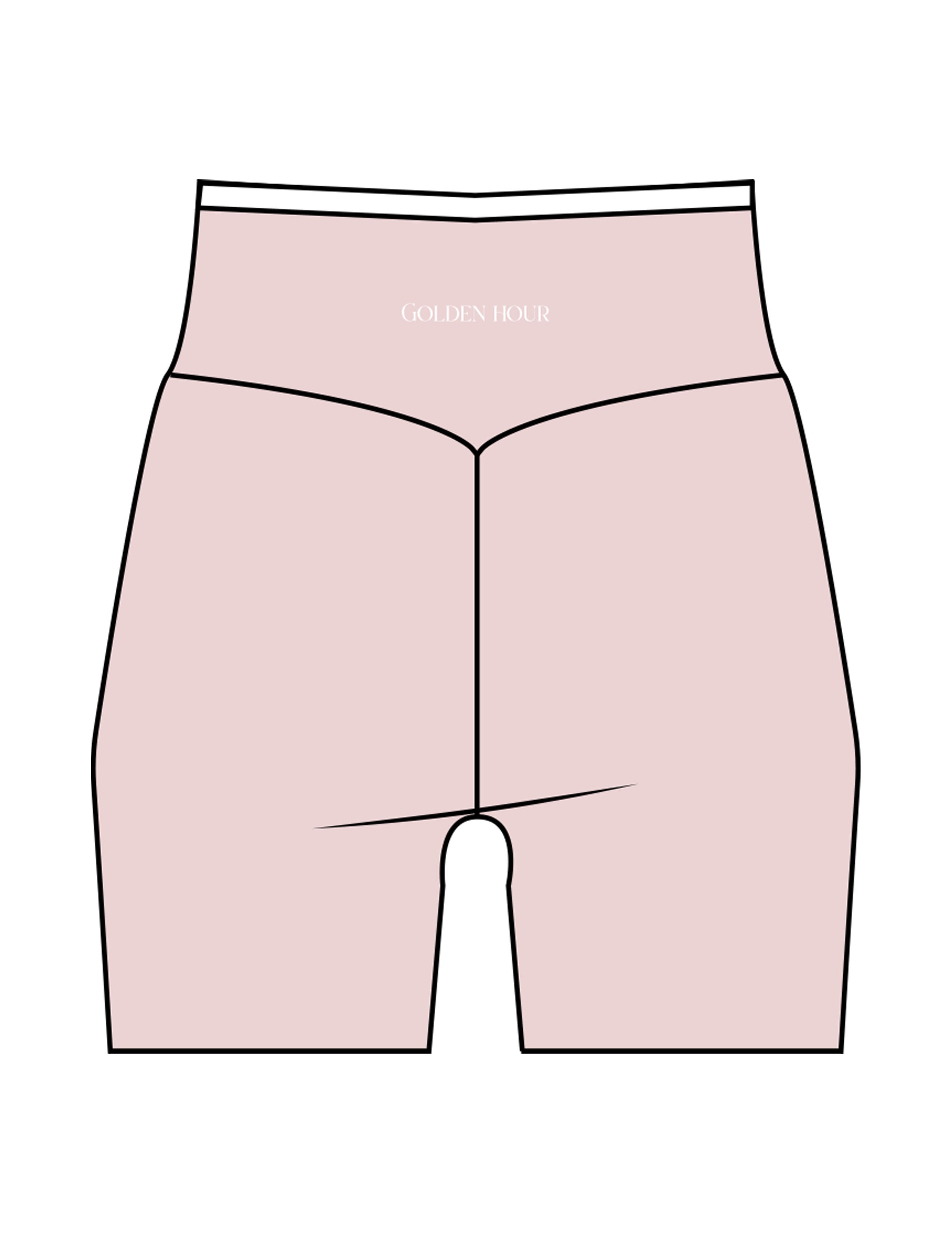 The Piped Crossover Short - Pink - Golden Hour - Back Waistline - Printed - White