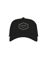 The Trucker Hat - Black  - DiffEyewear - Center Crown Stacked - Embroidered - White