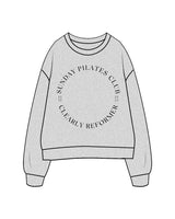 The Womens Crewneck - Heather - Clearly Pilates - Center Round "SUNDAY PILATES CLUB" - Black