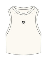 The Ribbed Crop Tank - Off White - LVL - Center Chest Icon - Embroidered - Black