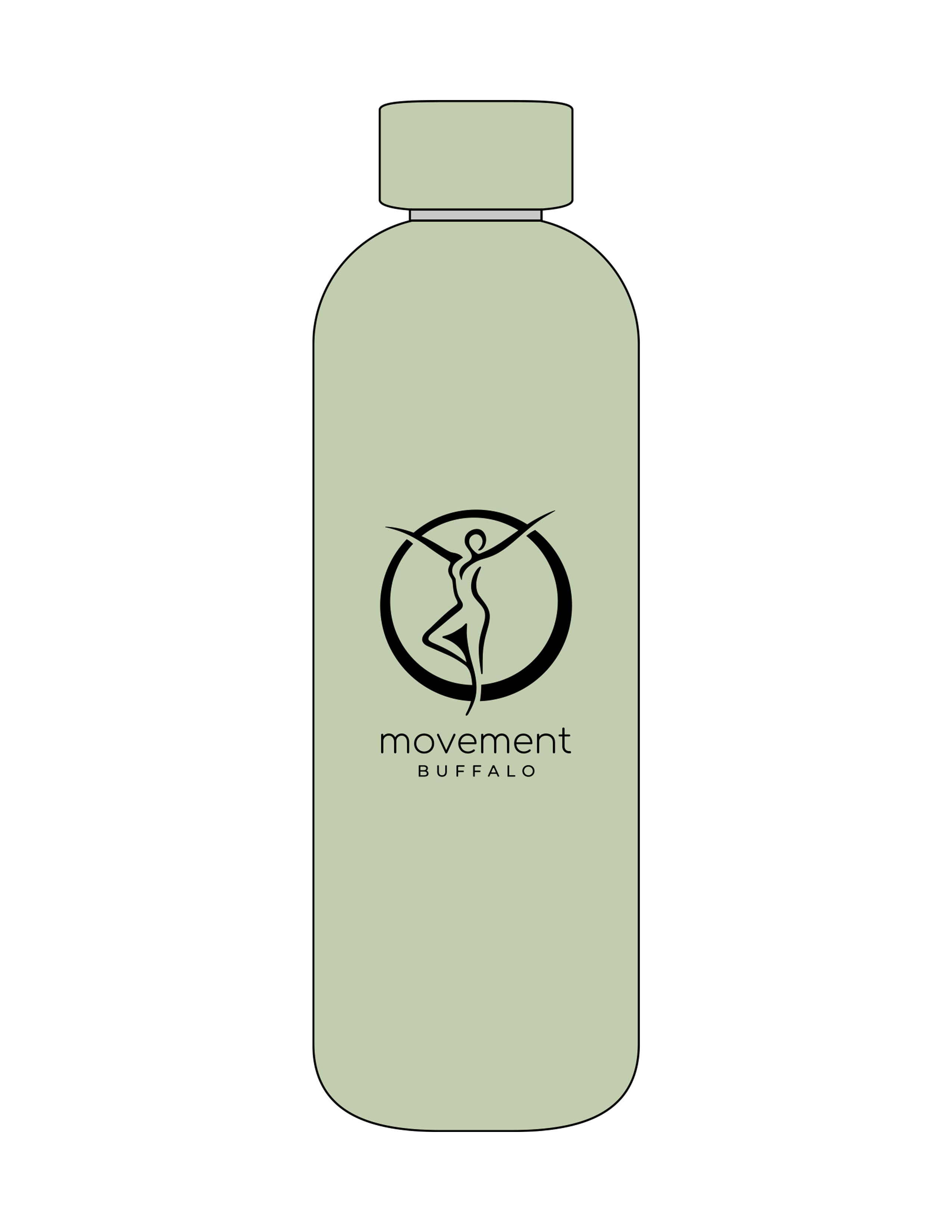 The Water Bottle - Pistachio - Movement Pilates Buffalo - Center Body Stacked - Printed - Black