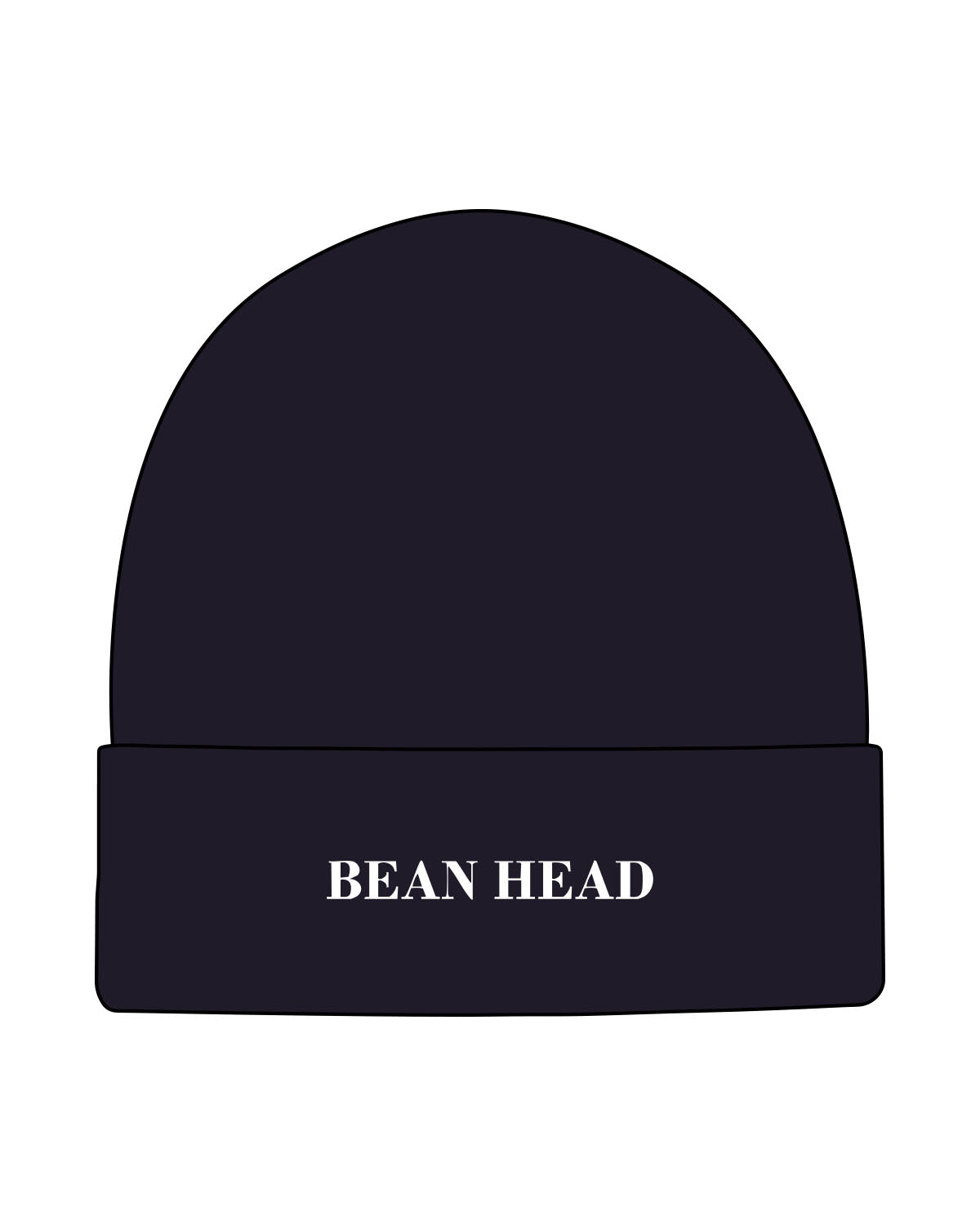 The Beanie - Navy - Bean Head - Center Brim - Embroidered - White