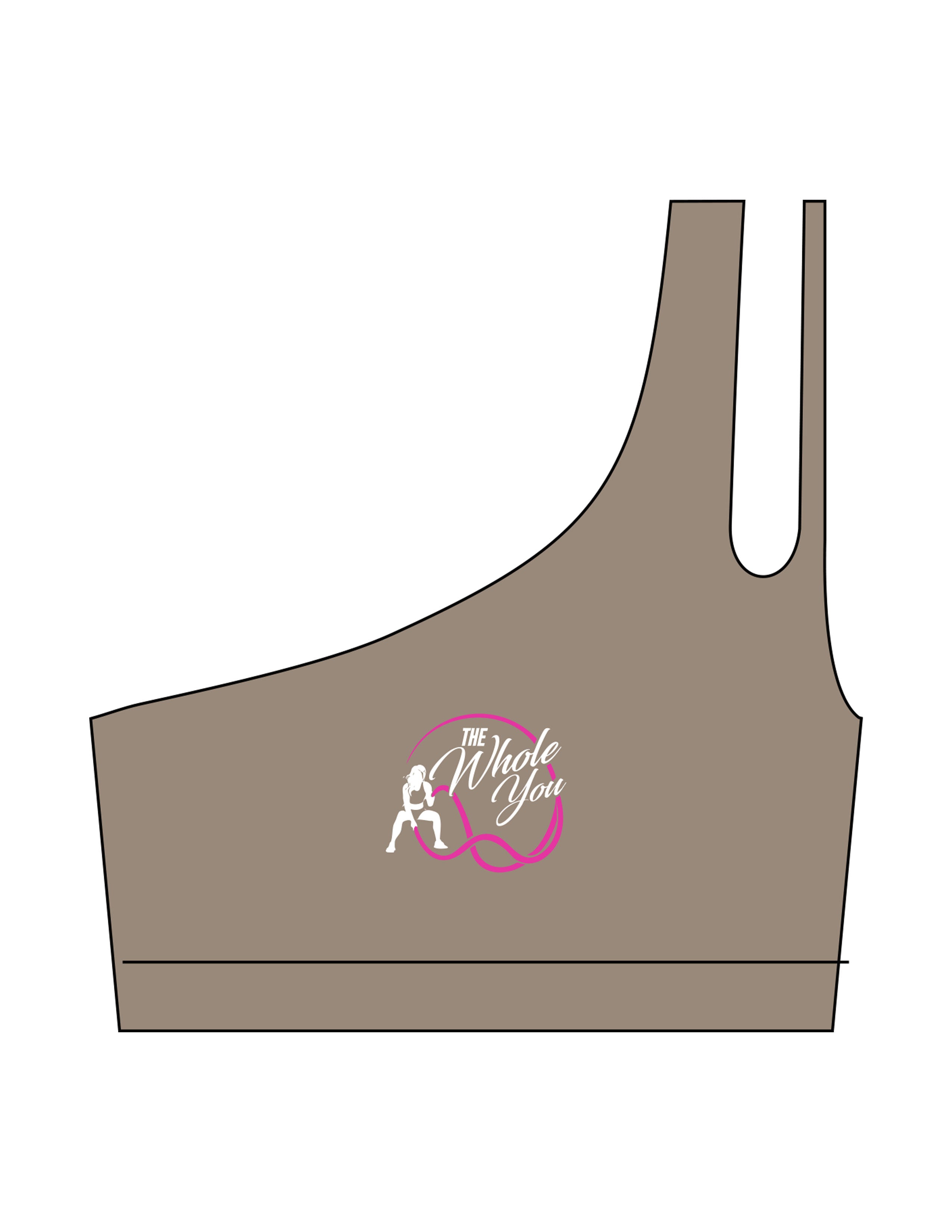The One Shoulder Bra - Brown - The Whole You Wellness - Center Chest - Printed - Full Color
