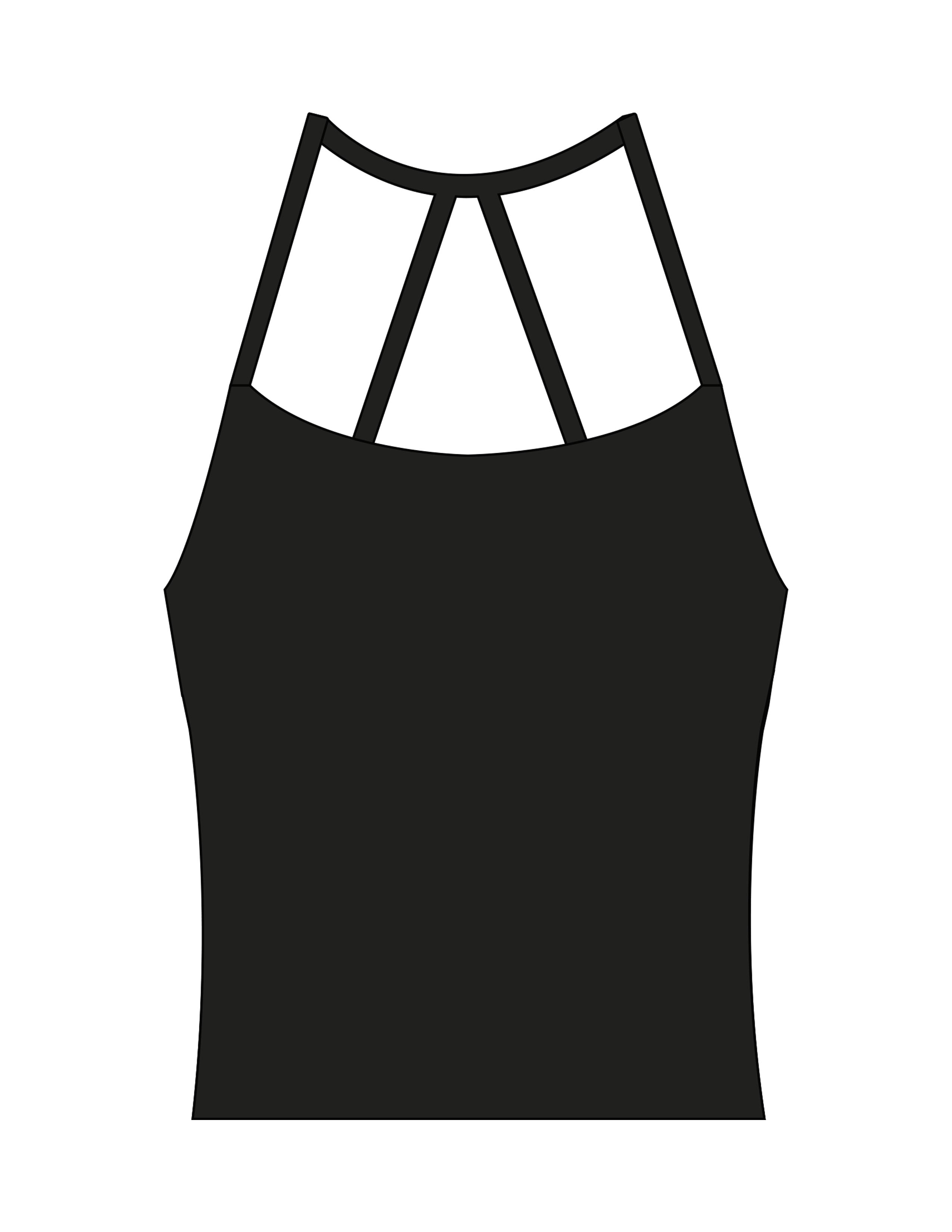 The Womens Sporty Tank - Black  - SOUL YOGA - Center Back - Printed - White