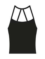 The Womens Sporty Tank - Black  - SOUL YOGA - Center Back - Printed - White