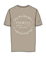 The Womens Tee - Mushroom - Move Studio - Left Chest Stacked & Back Full - Printed - White