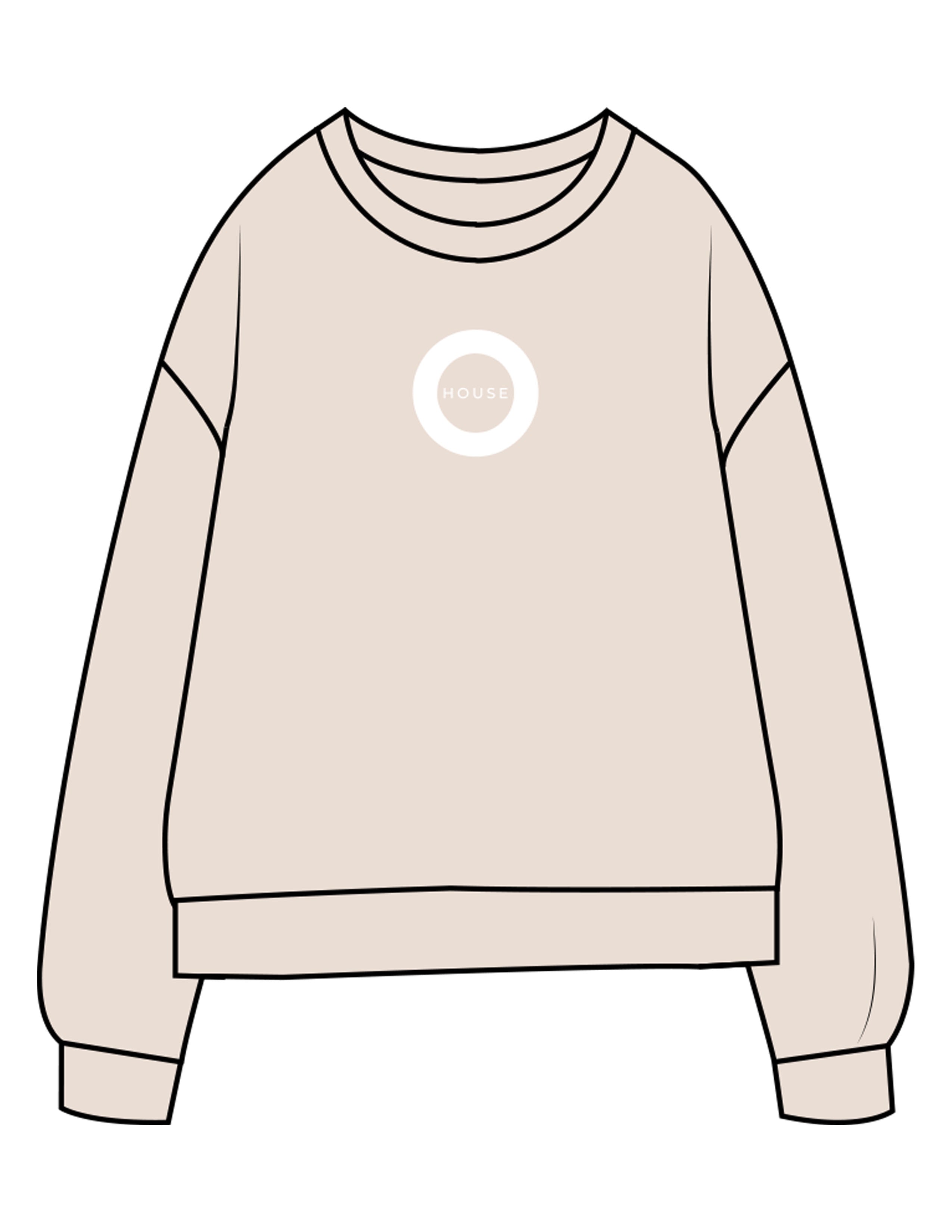 The Midweight Unisex Crewneck - Washed Ivory - HiLo - Center Chest & Back Stacked - Printed - White