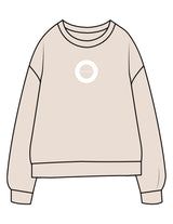 The Midweight Unisex Crewneck - Washed Ivory - HiLo - Center Chest & Back Stacked - Printed - White
