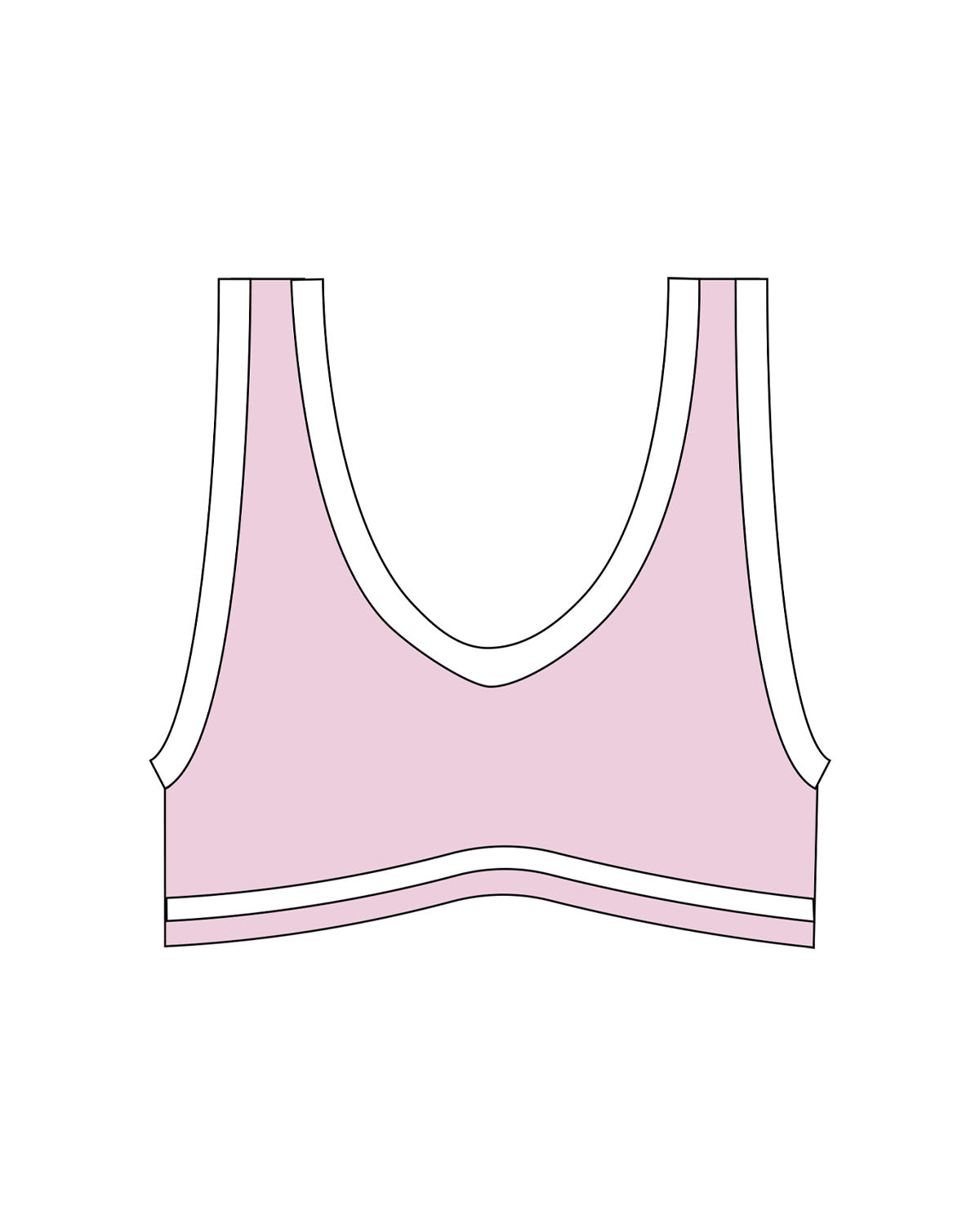 The Piped Bra - Pink - Powerhouse Fitness - Center Back - Printed - White