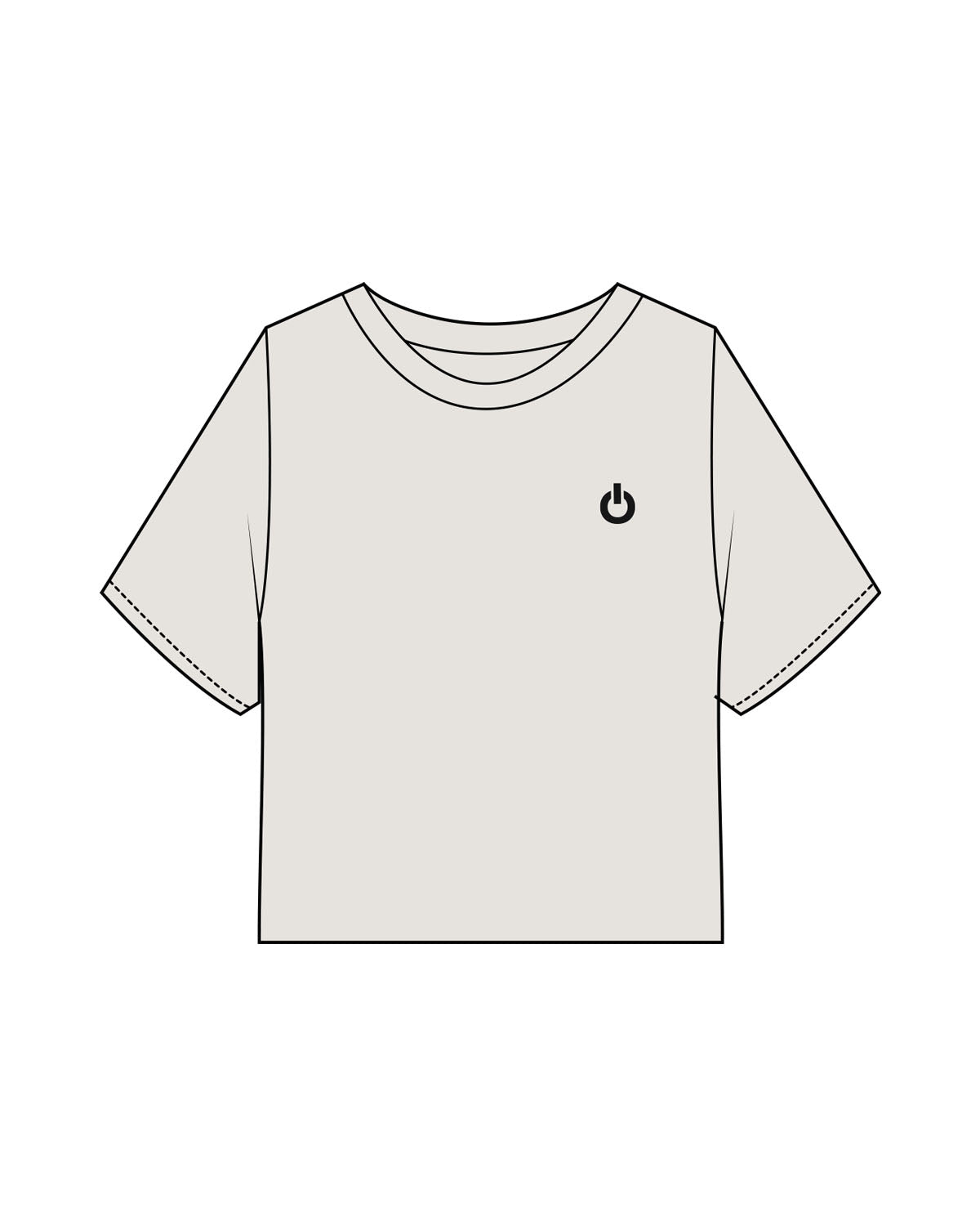 The Heavyweight Crop Tee - Washed Bone - Powerhouse Fitness - Left Chest & Back Stacked - Printed - Black