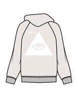 The Womens Hoodie - Bone - Higher Ground - Left Chest & Back Stacked - Printed - White