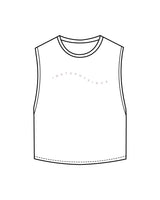 The Crop Muscle Tank - White - Instaphysiques - Center & Back Stacked - Orchid
