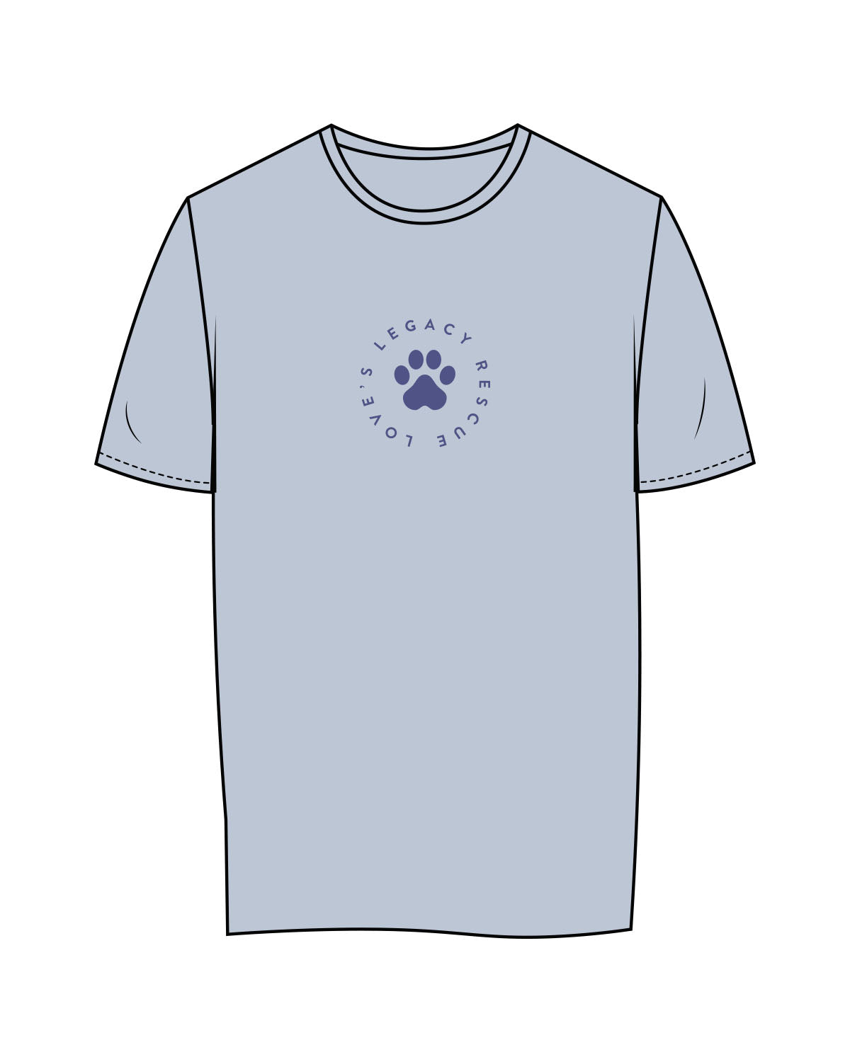 The Womens Tee - Powder - LLR - Center Chest Round - Printed - Gray Blue