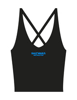 The Sporty Strappy Tank - Black - Saltvault Instructor - Center Chest - Printed - Blue