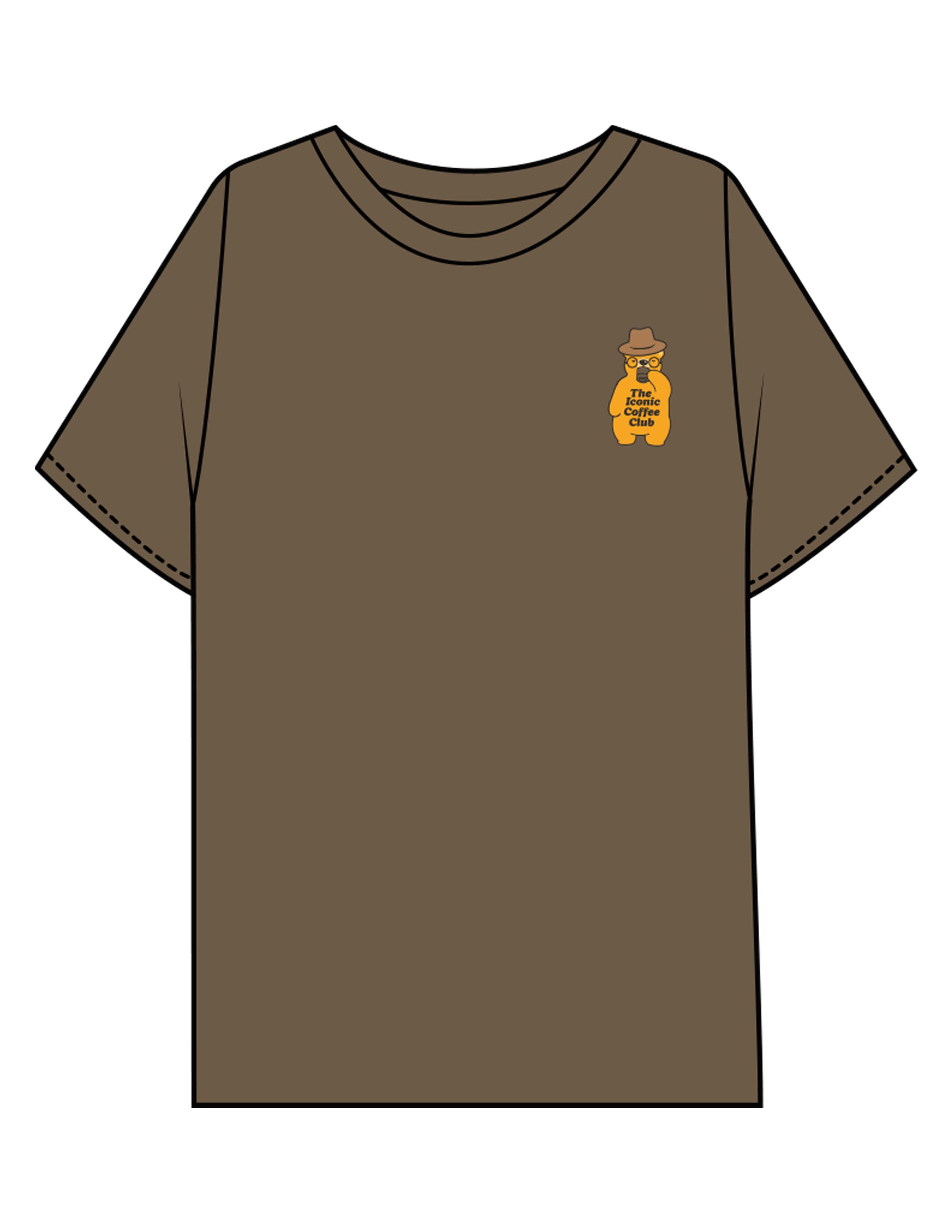 The Mens Boxy Tee - Walnut - Try Smile Collective - Left Chest & Back Bear - Printed - Full Color
